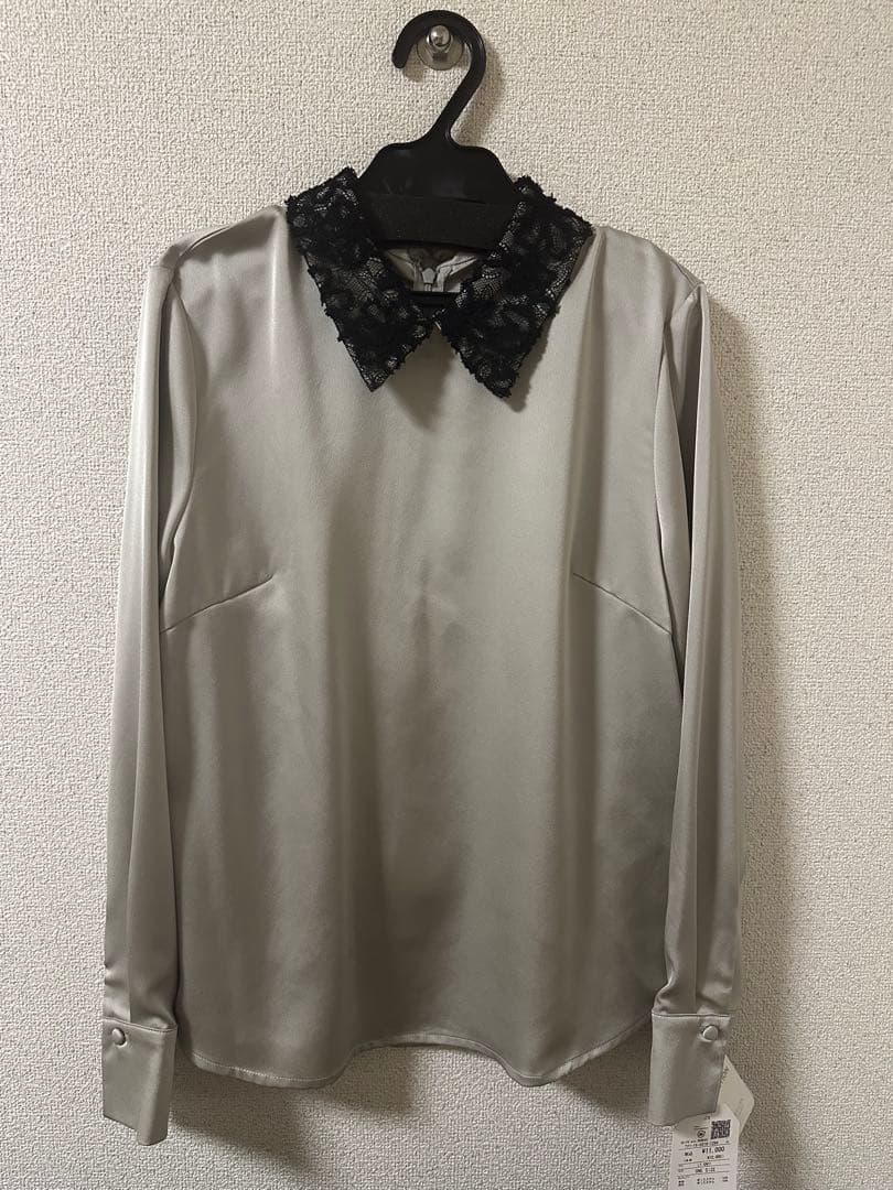 SHIPS any サテン レースカラー ブラウス