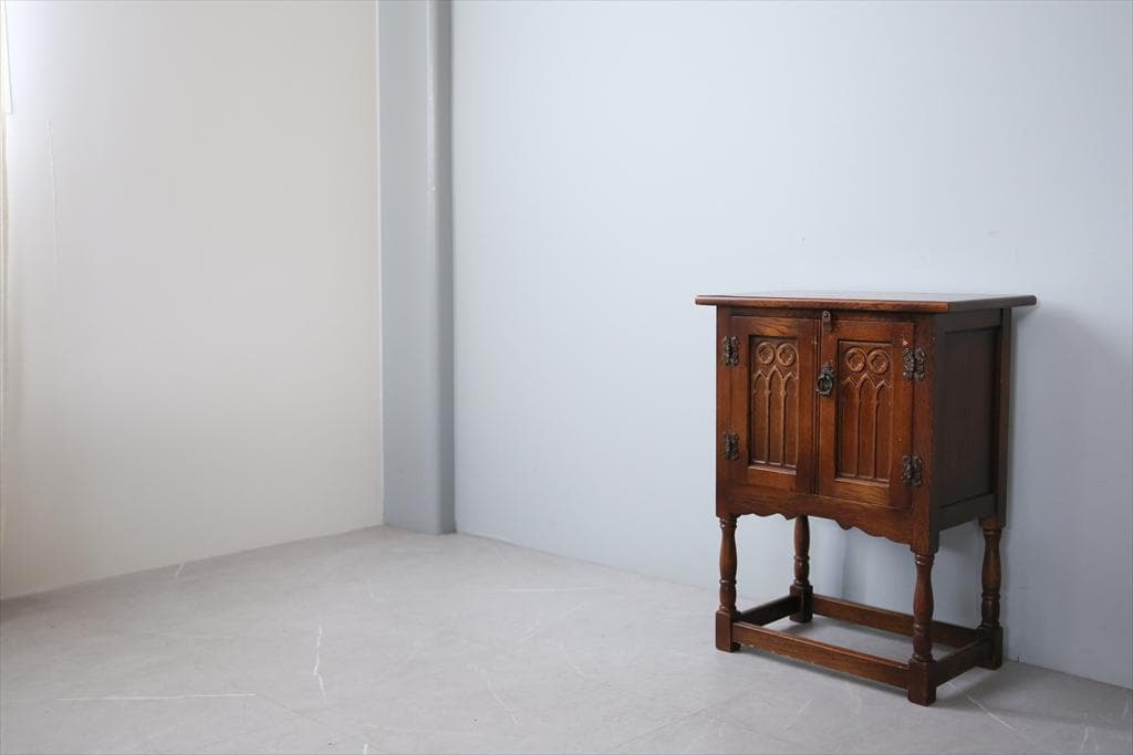 英国アンティーク木製カップボード/キャビネット/キッチン収納/飾り棚91-171