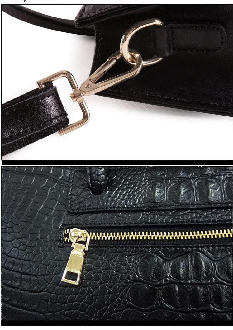 新品未使用 レディースビジネスバッグ 本革 ブラック 黒 クロコ型押 ショルダー