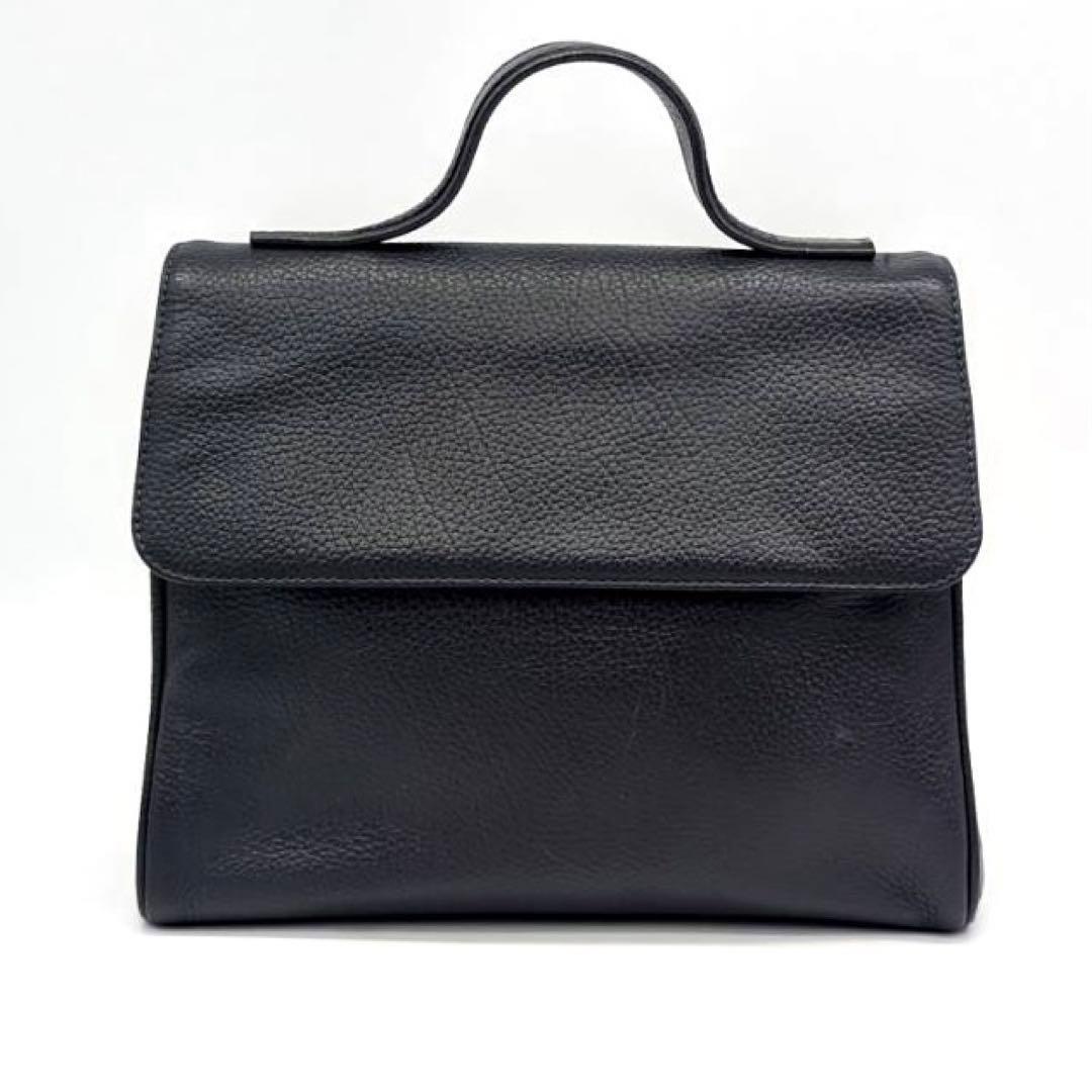 HENRY HIGH CLASS✨ハイクラス　ハンドバッグ　シボ革　ネイビー