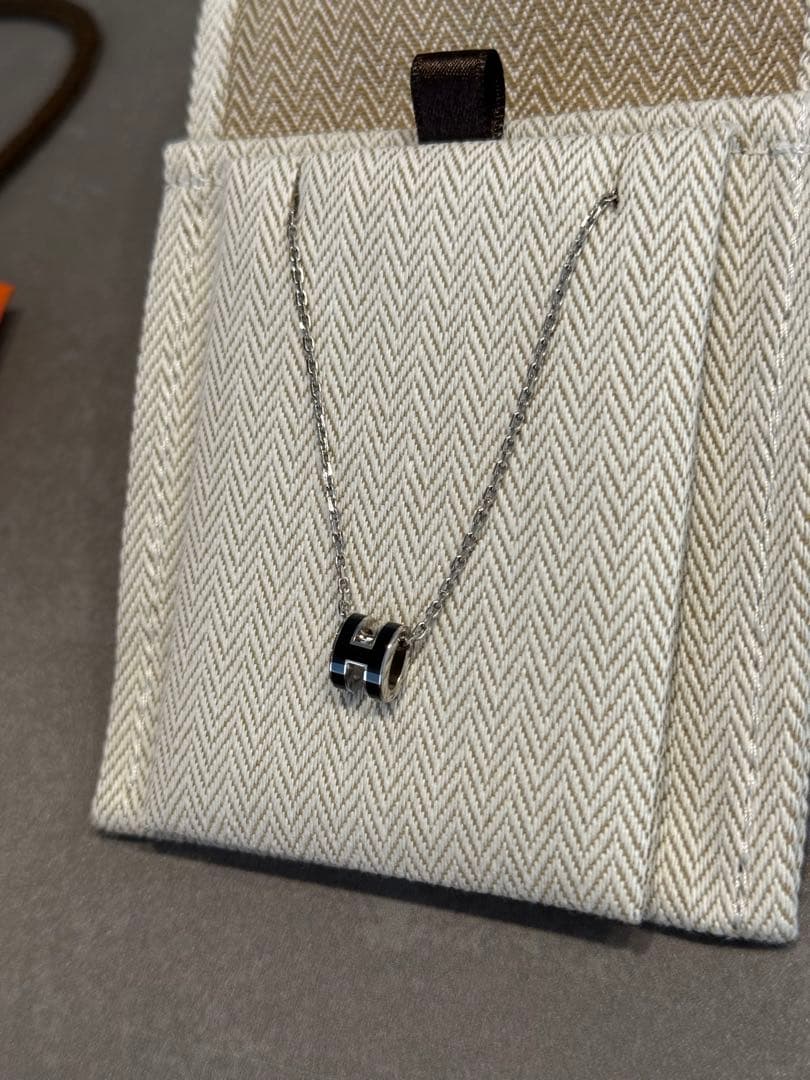 HERMES ミニポップh ペンダント　シルバー×ブラック