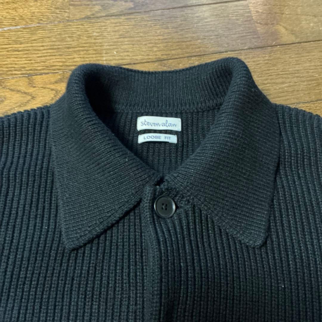 steven alan ブラック リブ編み ニットジャケット