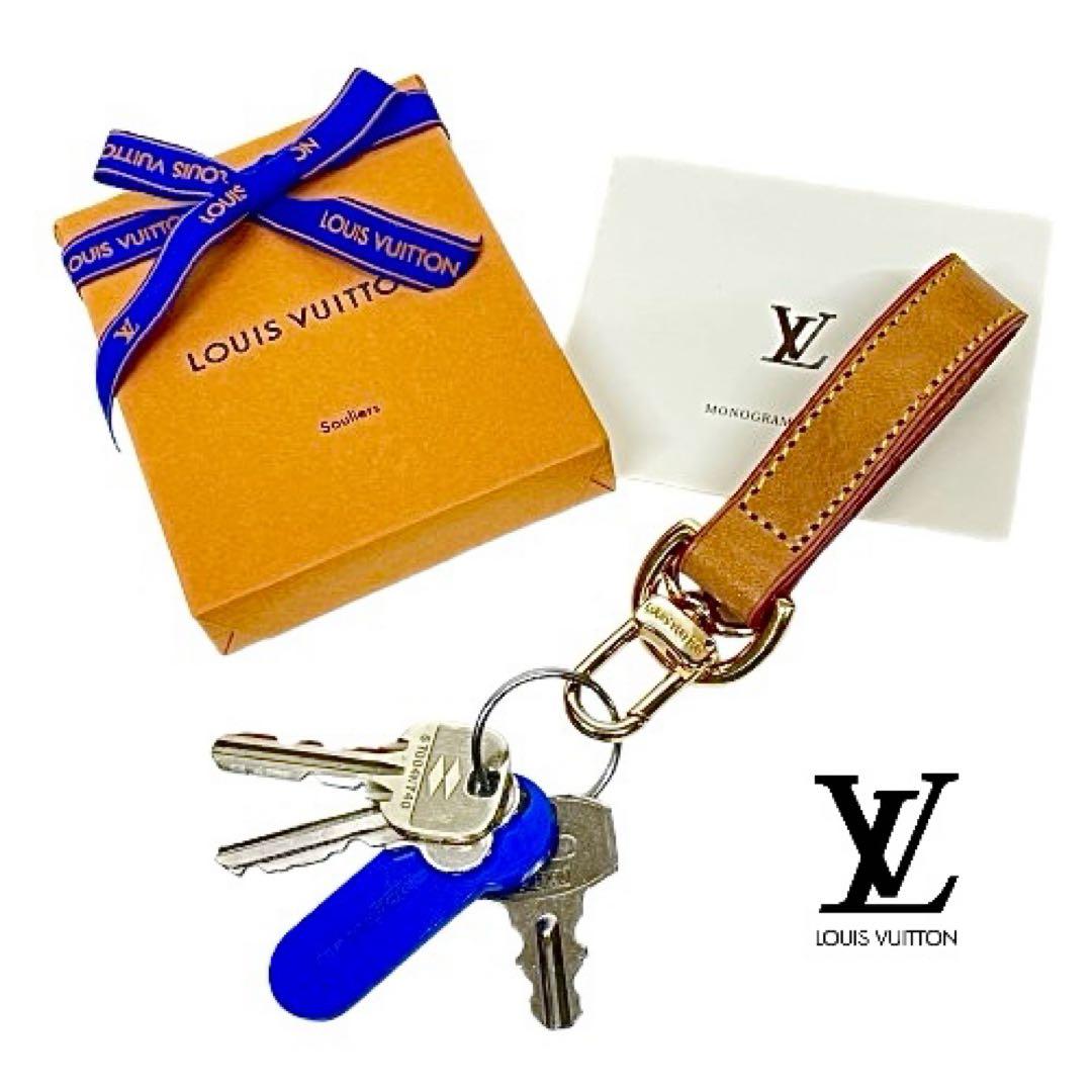 美品！LOUIS VUITTONレザー キーホルダー バッグストラップmi042