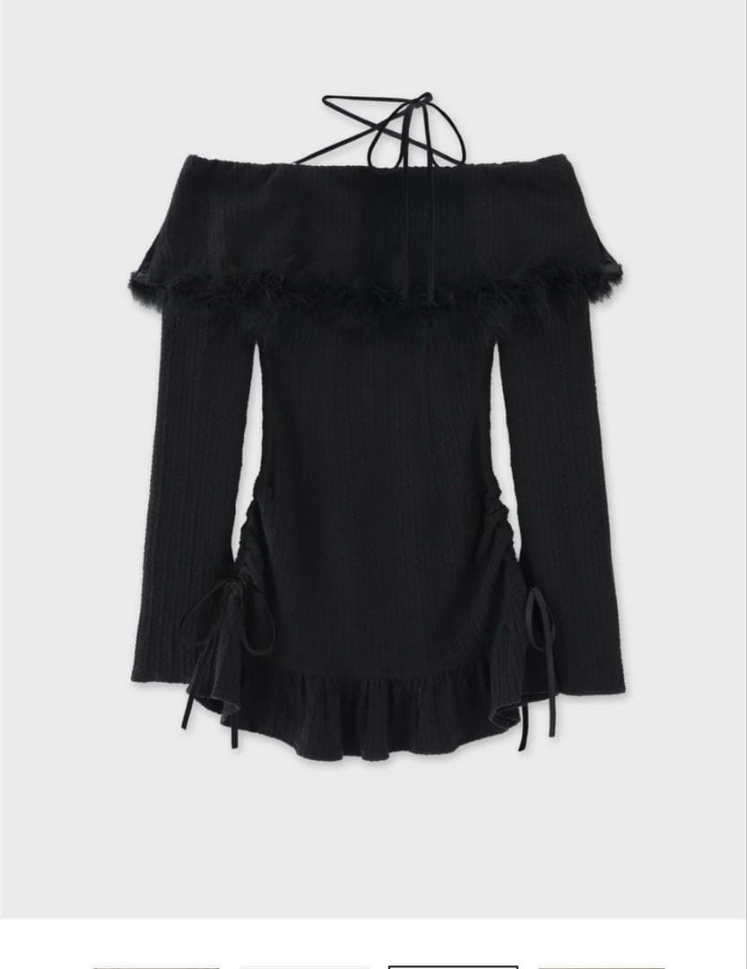 Feather off the shoulder lostワンピース