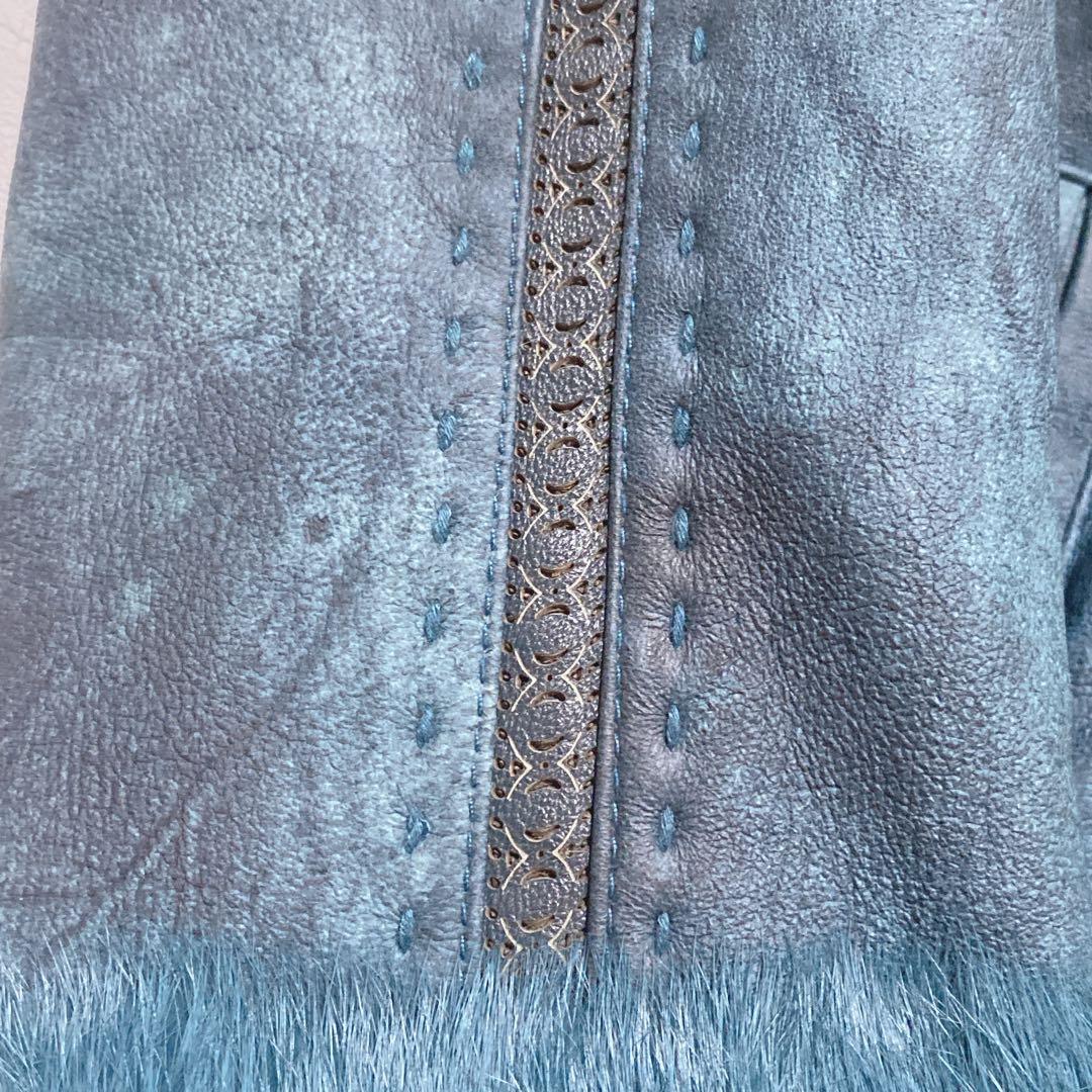 リアルレザー&ファーコート ラビット ブルーフォックス ラムテープ H945