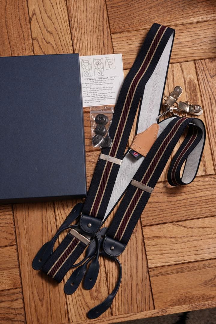 THURSTON ストライプ サスペンダー 35mm