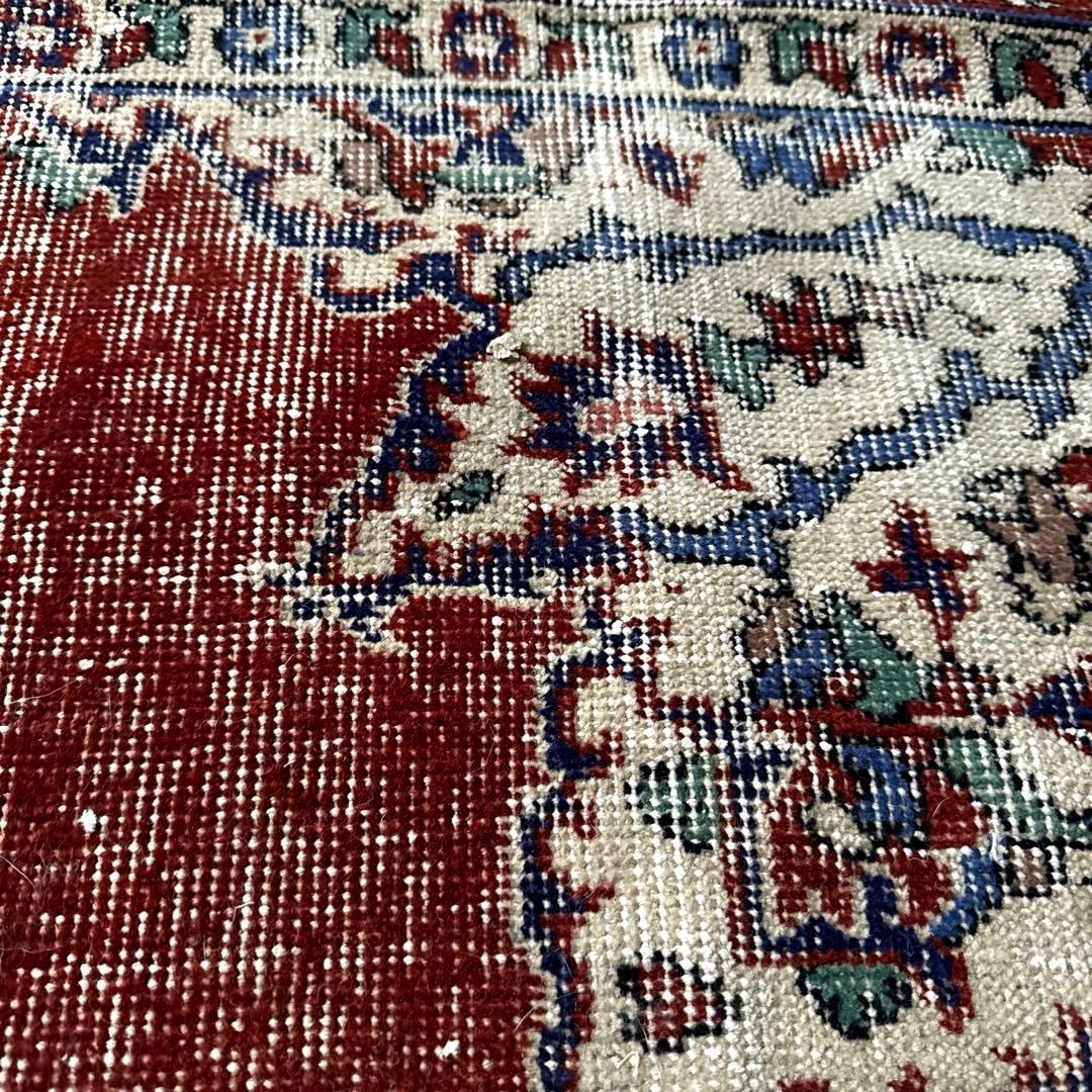 pp60×125赤ブラウン×深みネイビートルコヴィンテージラグ