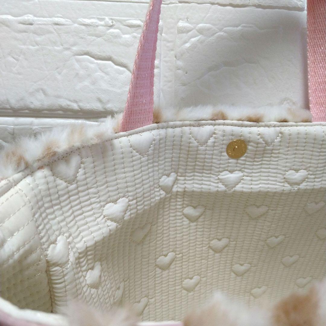 ニ*タ様 コヤンイサムチョン☆横長トートバッグ　ユキヒョウファー&ハートキルト