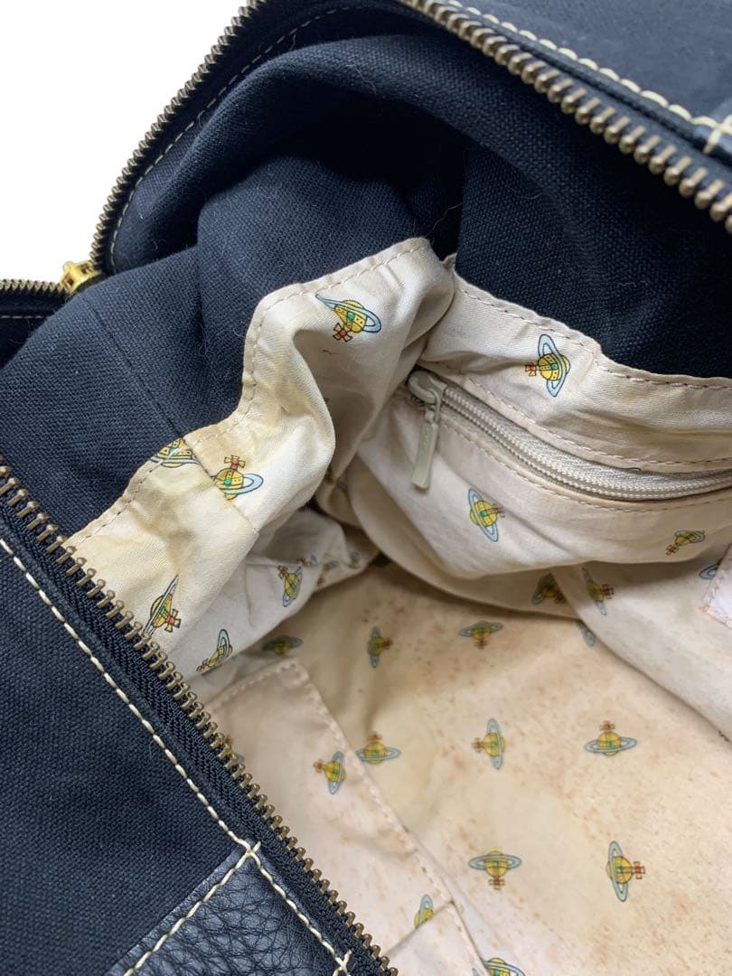 ヴィヴィアン　ウエストウッド　ボストンバッグ　オーブ　キャンバス　レザー