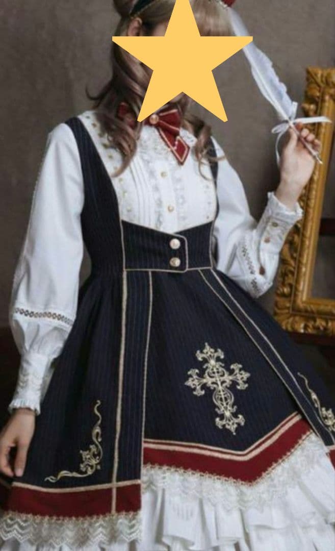 ロリータ 制服 学生服 学園 ケープ コスプレ ネイビー ワンピース