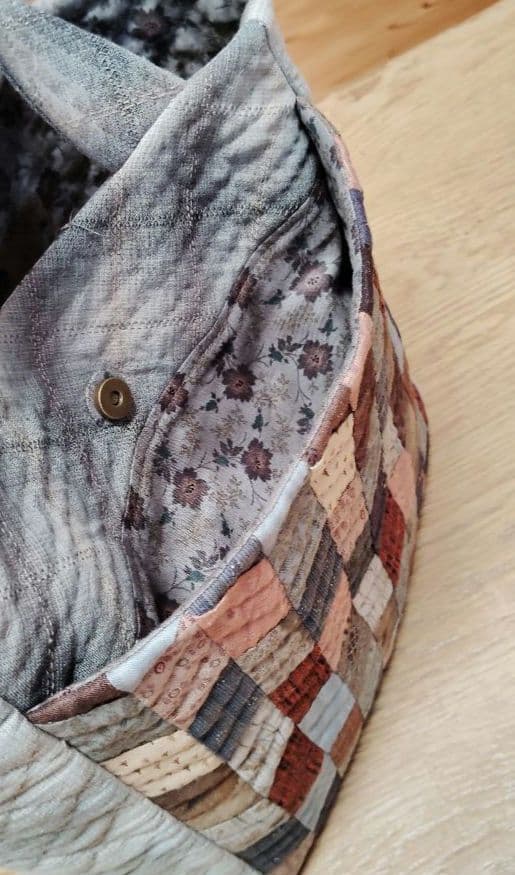 ダイヤモンド柄の手提げバッグ トートバッグ ハンドメイド キルトパーティ