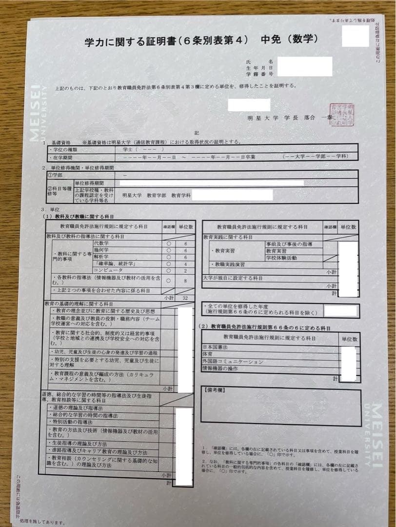 明星大学通信 中高数学 科目修了試験模範解答
