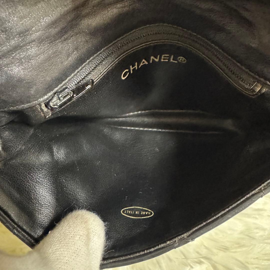 シャネル ウエストポーチ マトラッセ ラムスキン ヴィンテージ ココマーク 黒