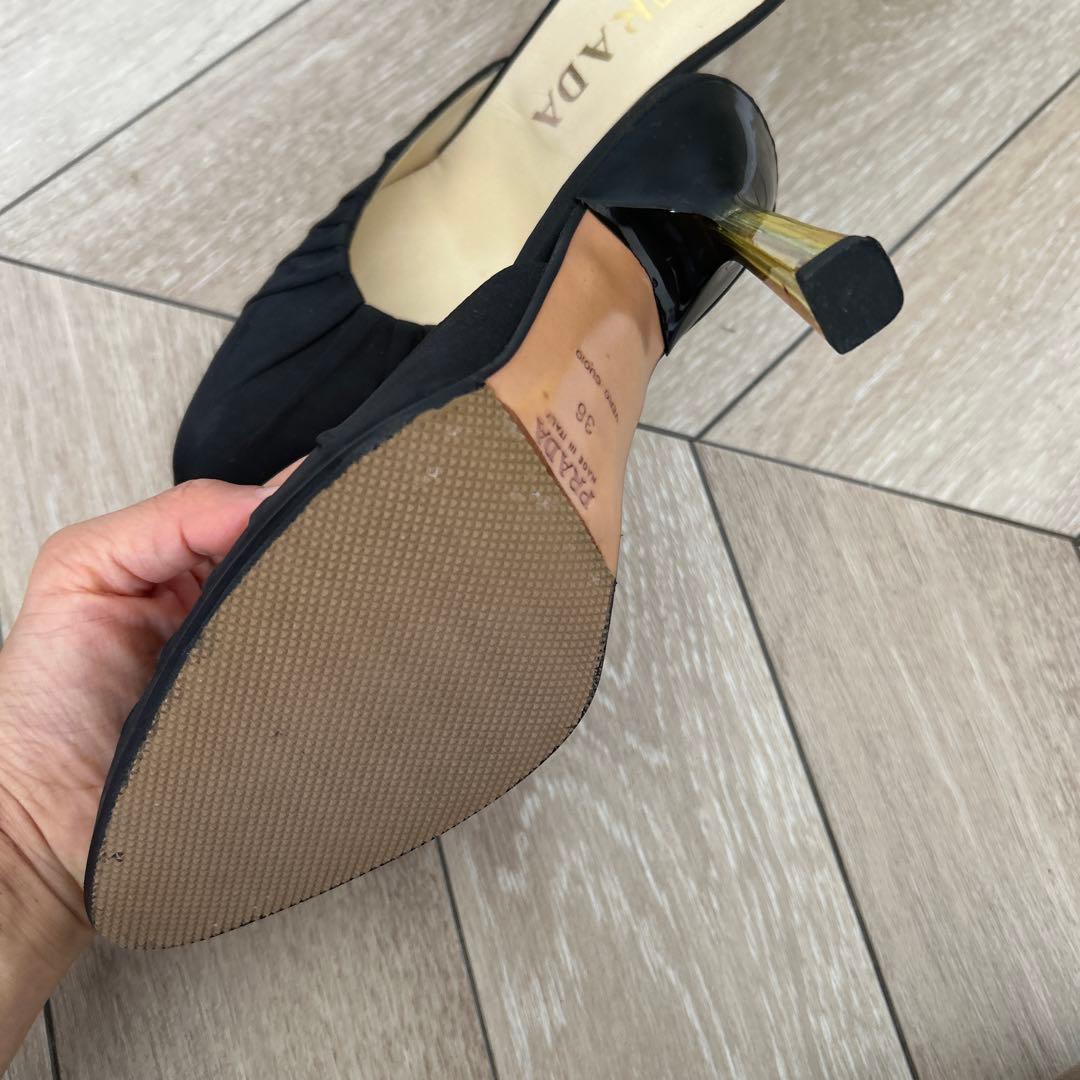 PRADA 黒 ミュール 36 結婚式　二次会　パーティー　サンダル　ブラック