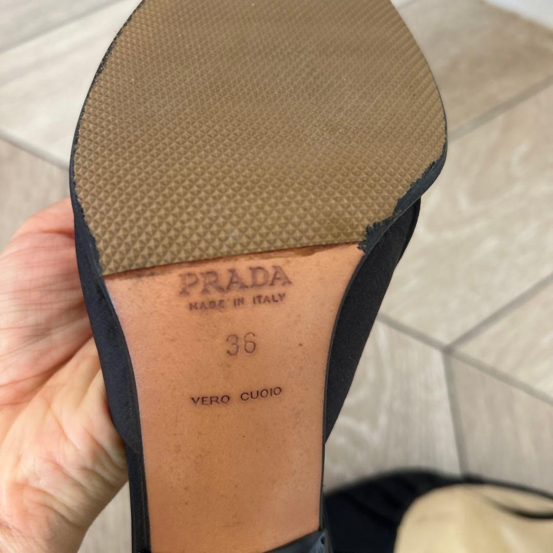 PRADA 黒 ミュール 36 結婚式　二次会　パーティー　サンダル　ブラック