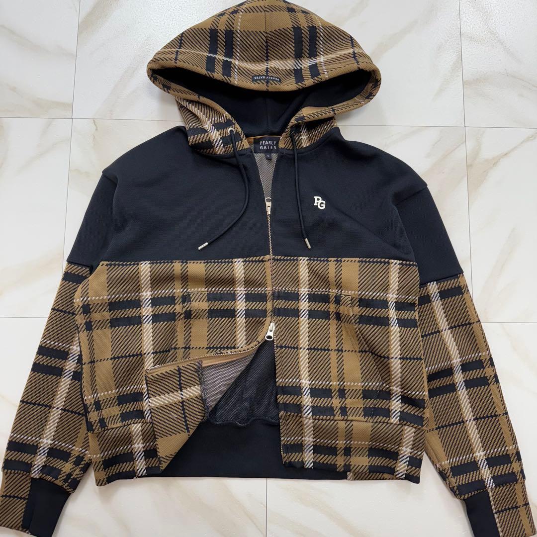 極美品✨ パーリーゲイツ フルジップパーカー チェック PG ロゴ