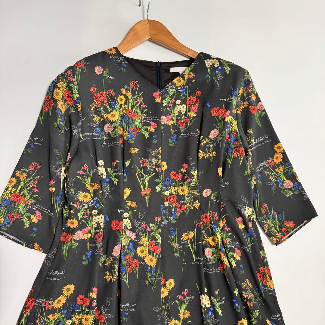 自由区 【カタログ掲載・洗える】フラワーガーデンプリント ワンピース