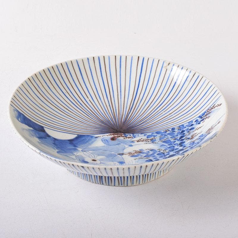 k8t　伊万里焼　古伊万里　染付　乱線草兎花文　高台皿　7692