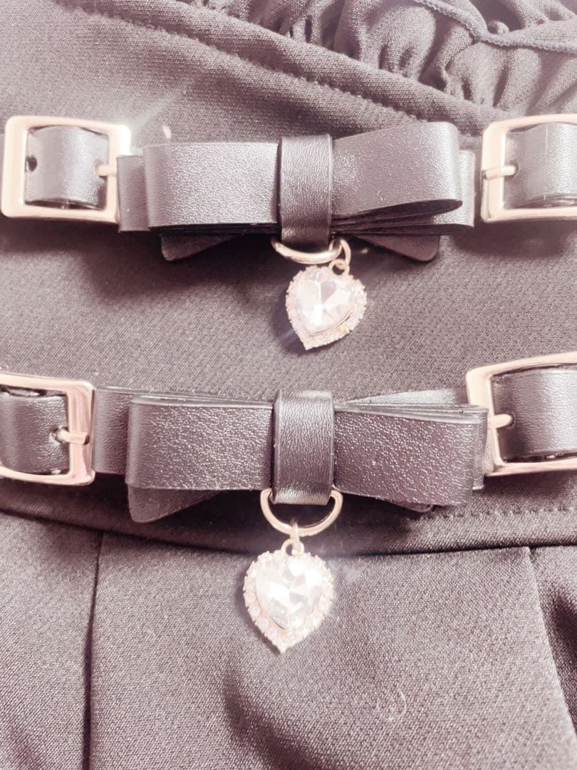 LIZLISA リズリサ 2連リボンベルトスカパン 黒