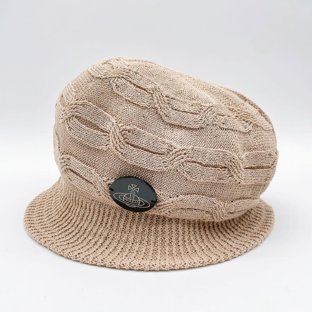 希少✨【ヴィヴィアンウエストウッド 】キャスケット ベージュハットロゴプレート