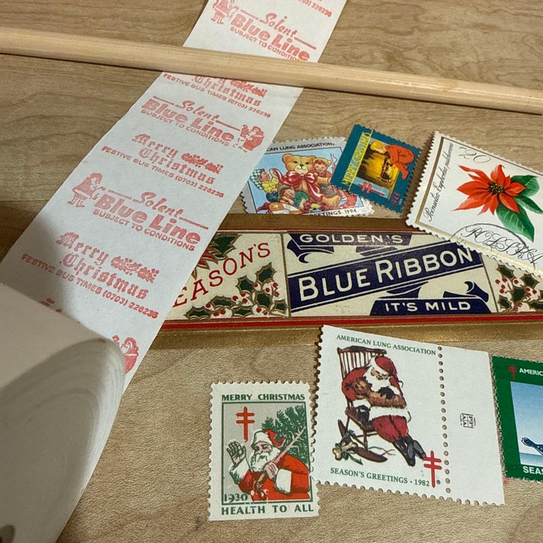 海外紙物　レア　blue line クリスマス柄ロールチケット＋おまけのシール等