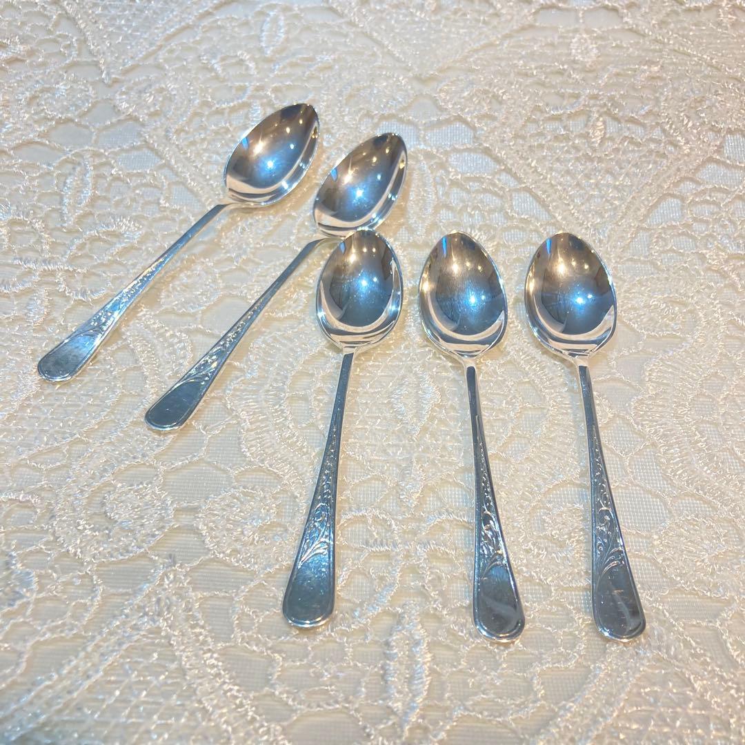 04 純銀製デミタススプーン5本セット