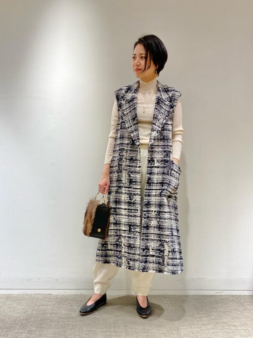 いつでも笑顔TOMORROWLAND モノワイルドツイード ロングジレ