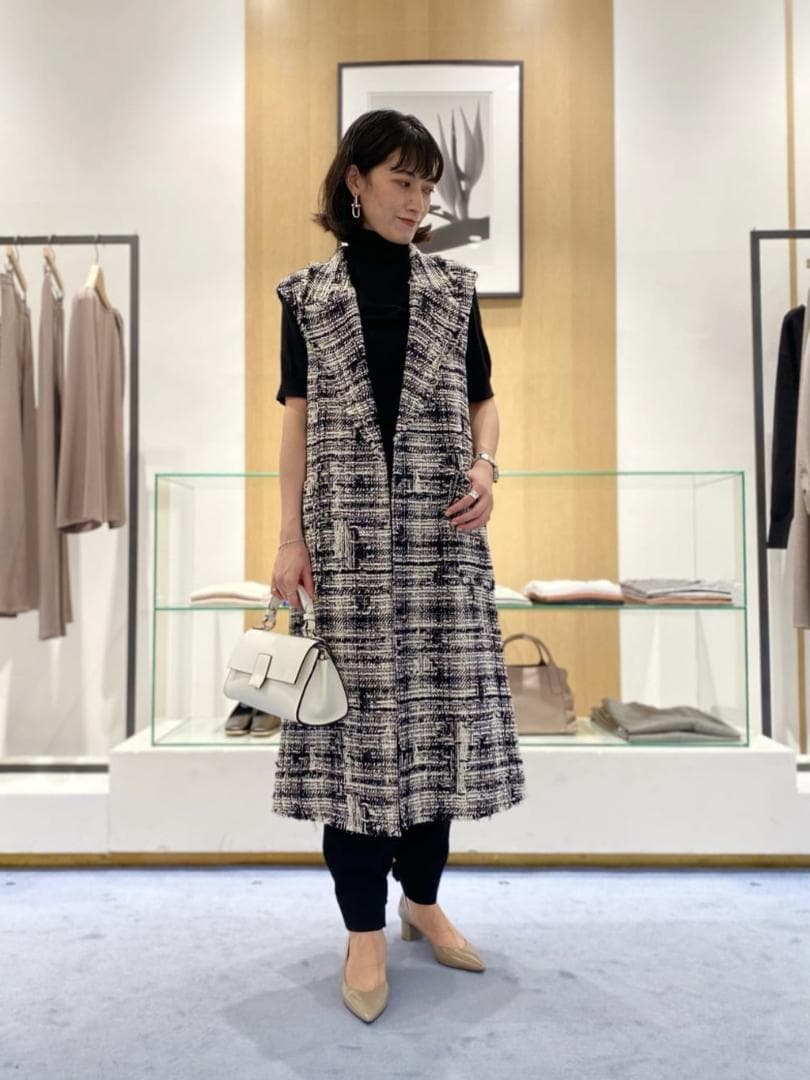 いつでも笑顔TOMORROWLAND モノワイルドツイード ロングジレ