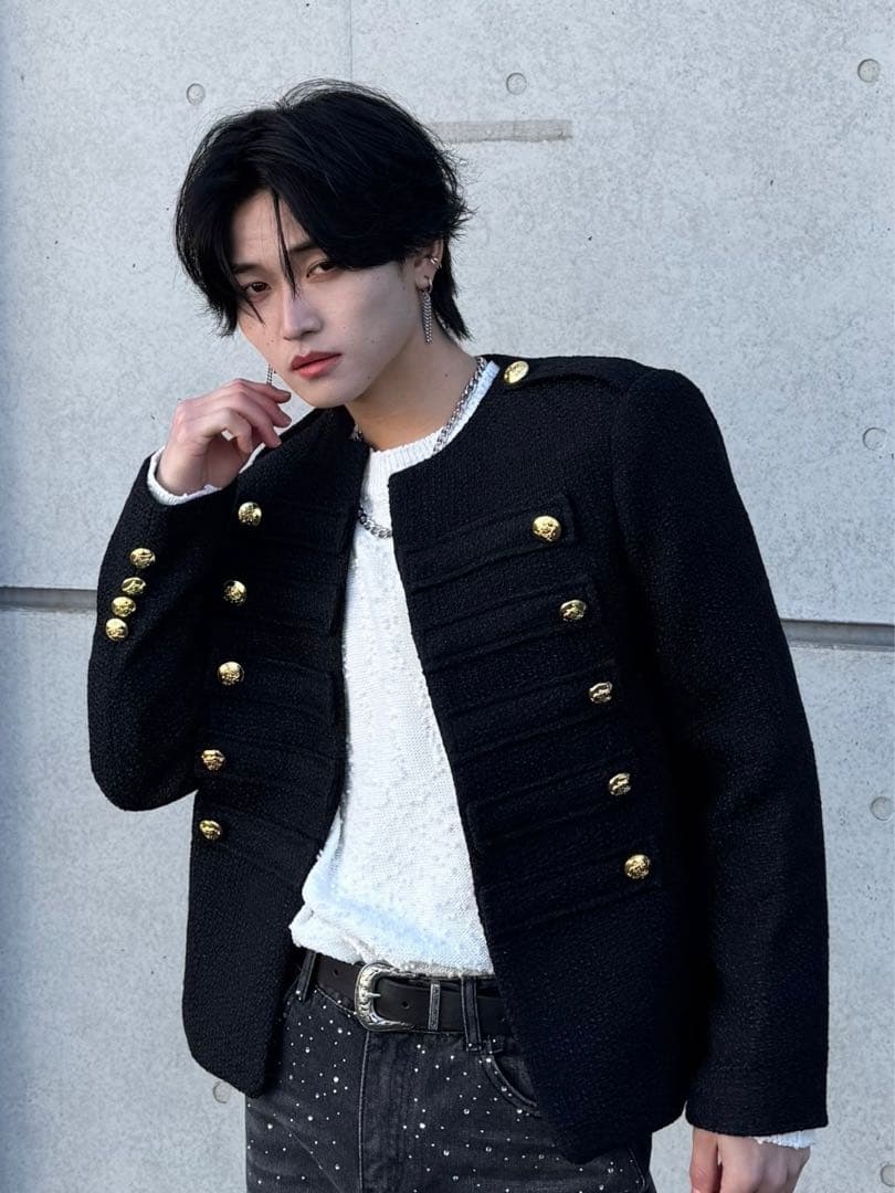 ALUDE SELECT design tweed jacket ブラック　L