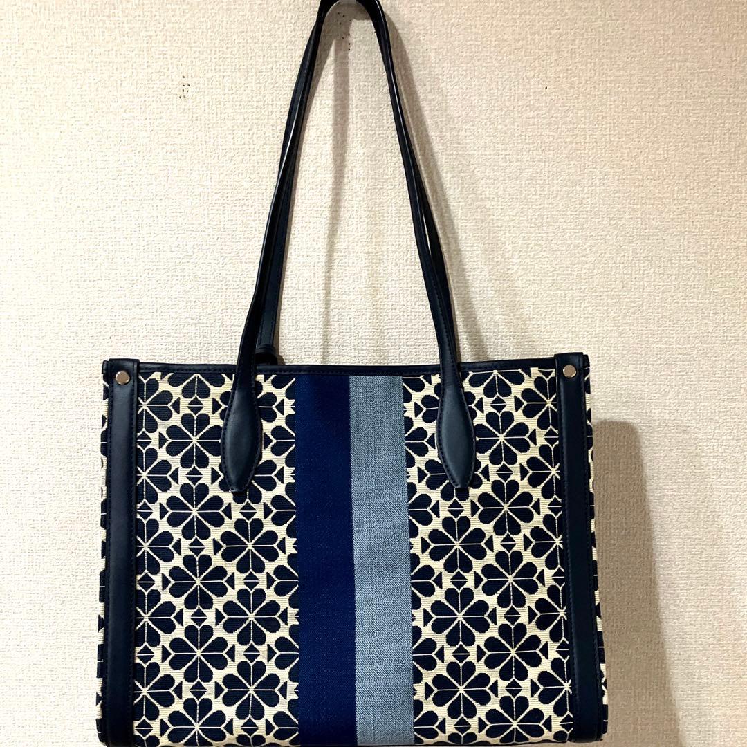 kate spade ケイトスペード トートバッグ フラワージャガード ブルー