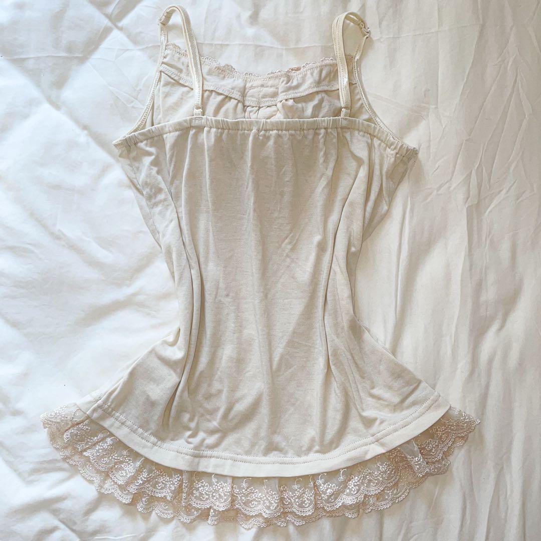 00s 希少 axes femme ピンクホワイト ビッグリボンレースキャミ 姫