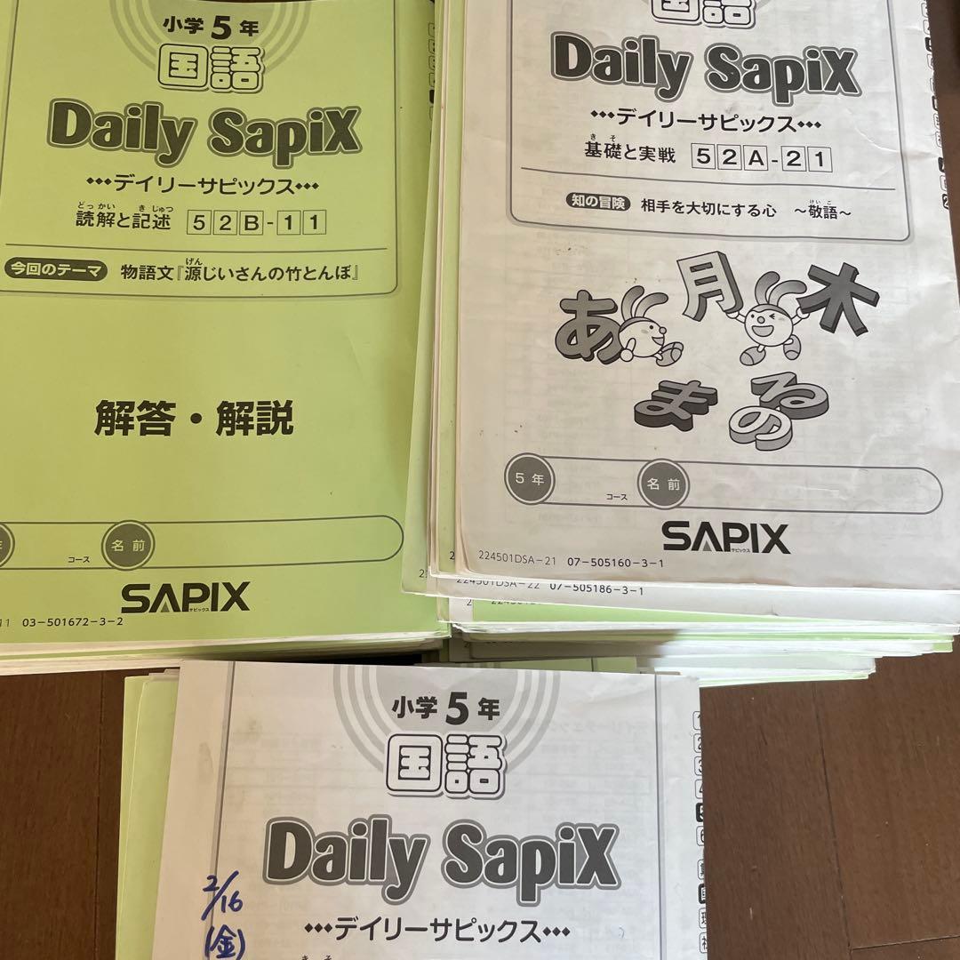 サピックス　5年生　一年間フルセット　国語 AB +春夏季冬季講習