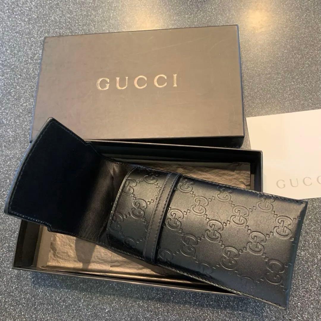 ◎GUCCI ブラックレザー メガネケース　アイウェアケース◎メガネ本体付き