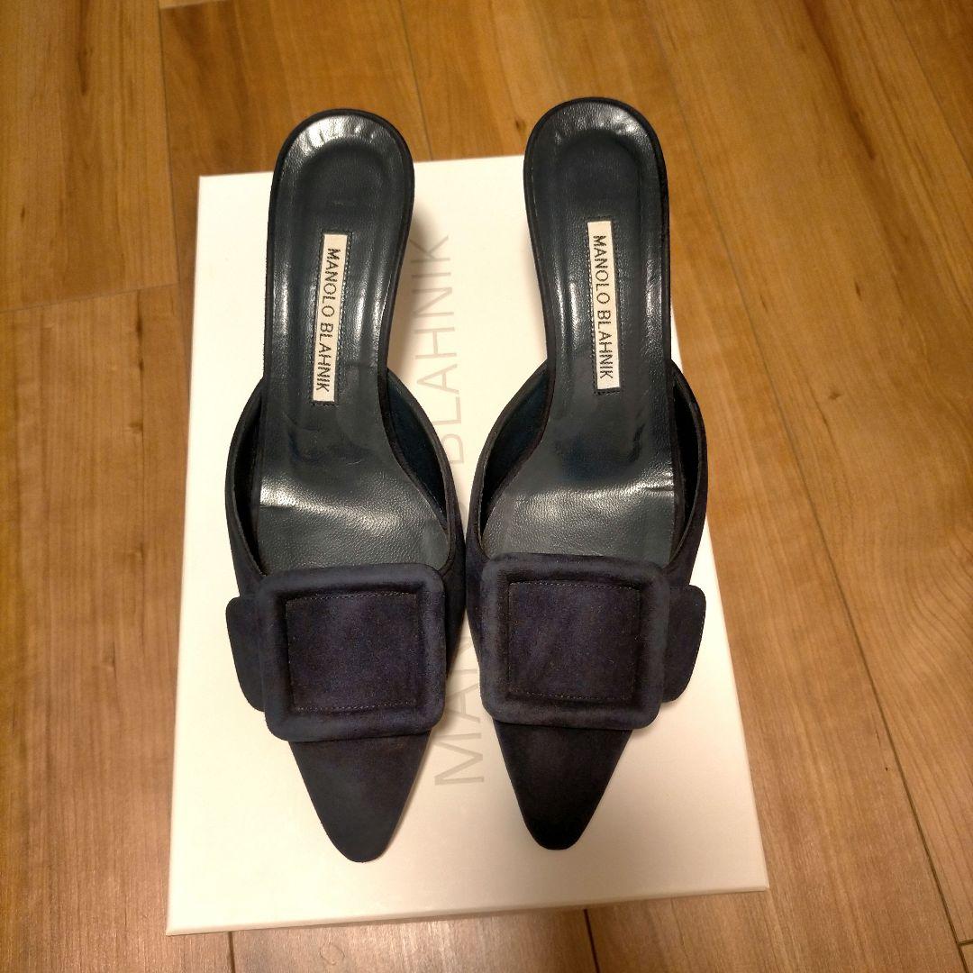 限定お値下げ中！　Manolo Blahnik メイセール ネイビー スエード