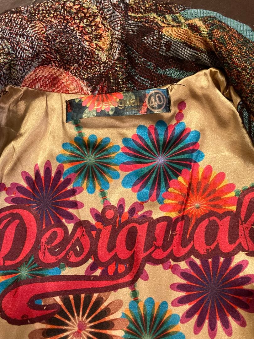 タイムセール14500円未使用desigualジャガード織りダブルコート40Ｌ