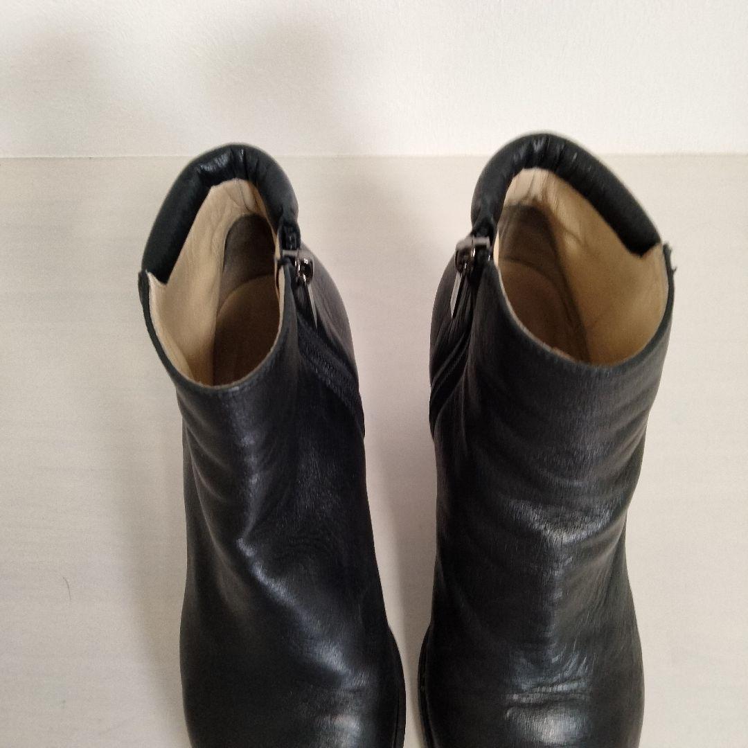 JIMMY CHOO ショートブーツ 36 チャンキー ミラーヒール レザー 黒