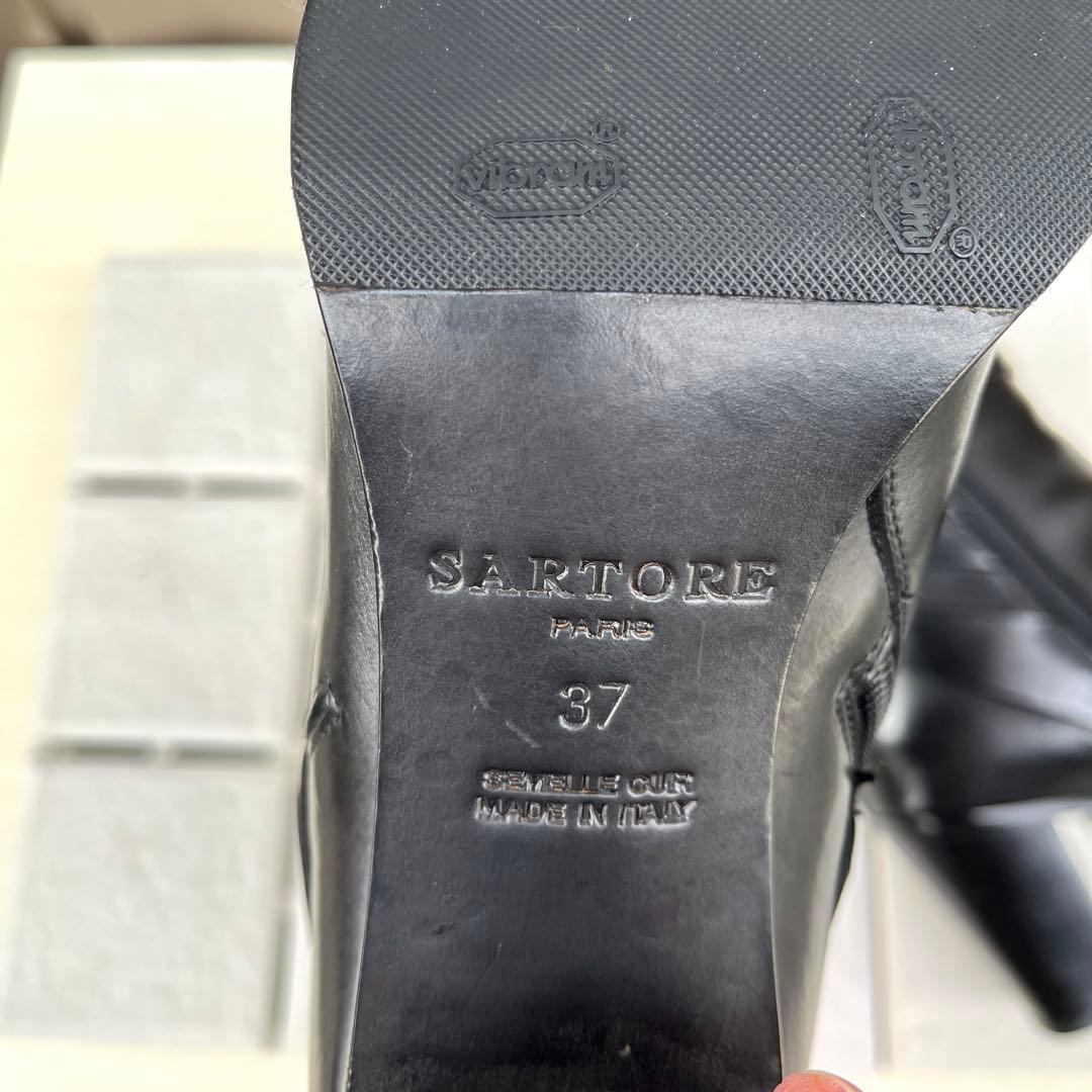 37 SARTORE ショートブーツ　レザー　太ヒール　ファスナー　24
