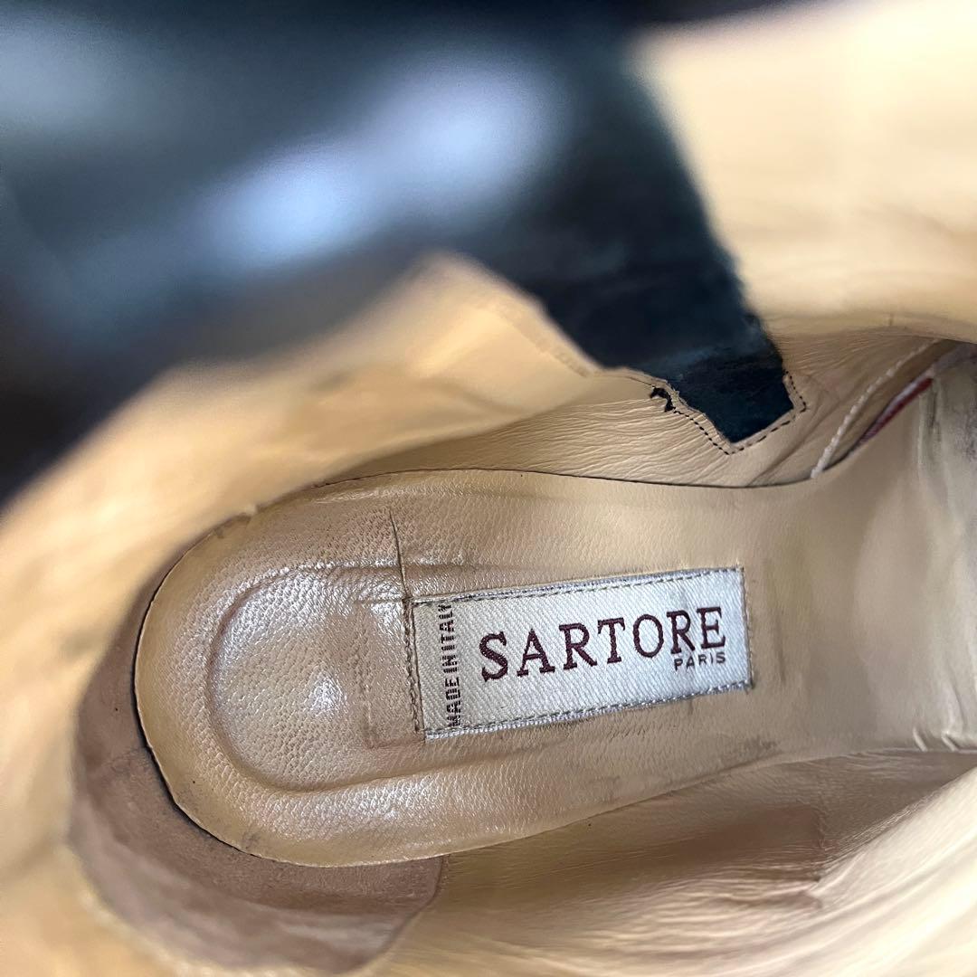 37 SARTORE ショートブーツ　レザー　太ヒール　ファスナー　24