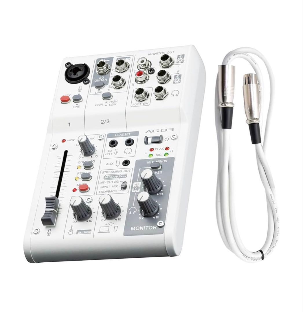 YAMAНA AG03MK2 ライブストリーミングミキサー ホワイトマイクセット