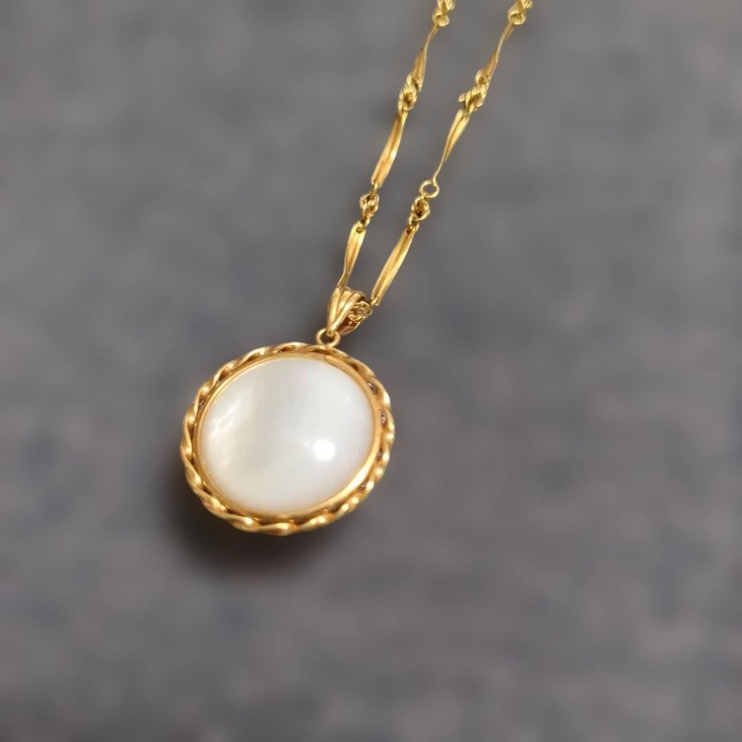 【美品】マベパールネックレス　K18　ゴールド