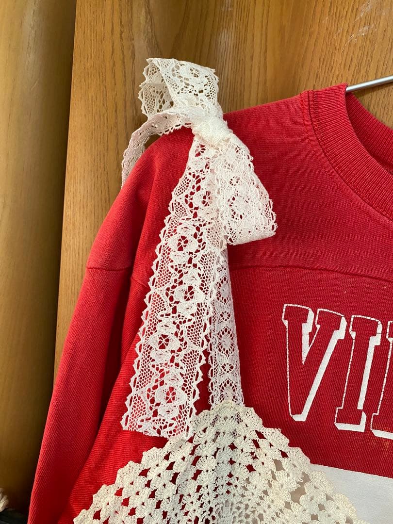 アンティークレース編みドイリーリメイクリボンキャミソール