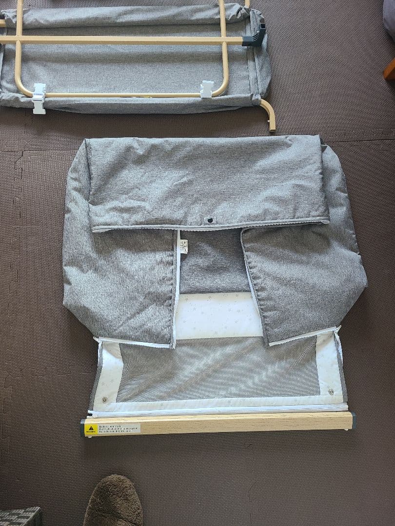 HZDMJ ベビーベッド キャスター付き グレー