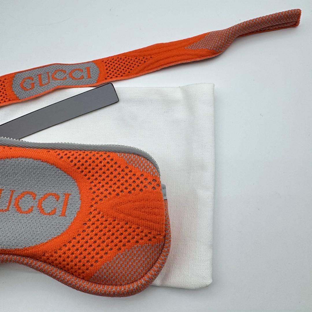【箱付き】GUCCI メガネケース　テクニカルニット　オレンジ　グレー　ロゴ