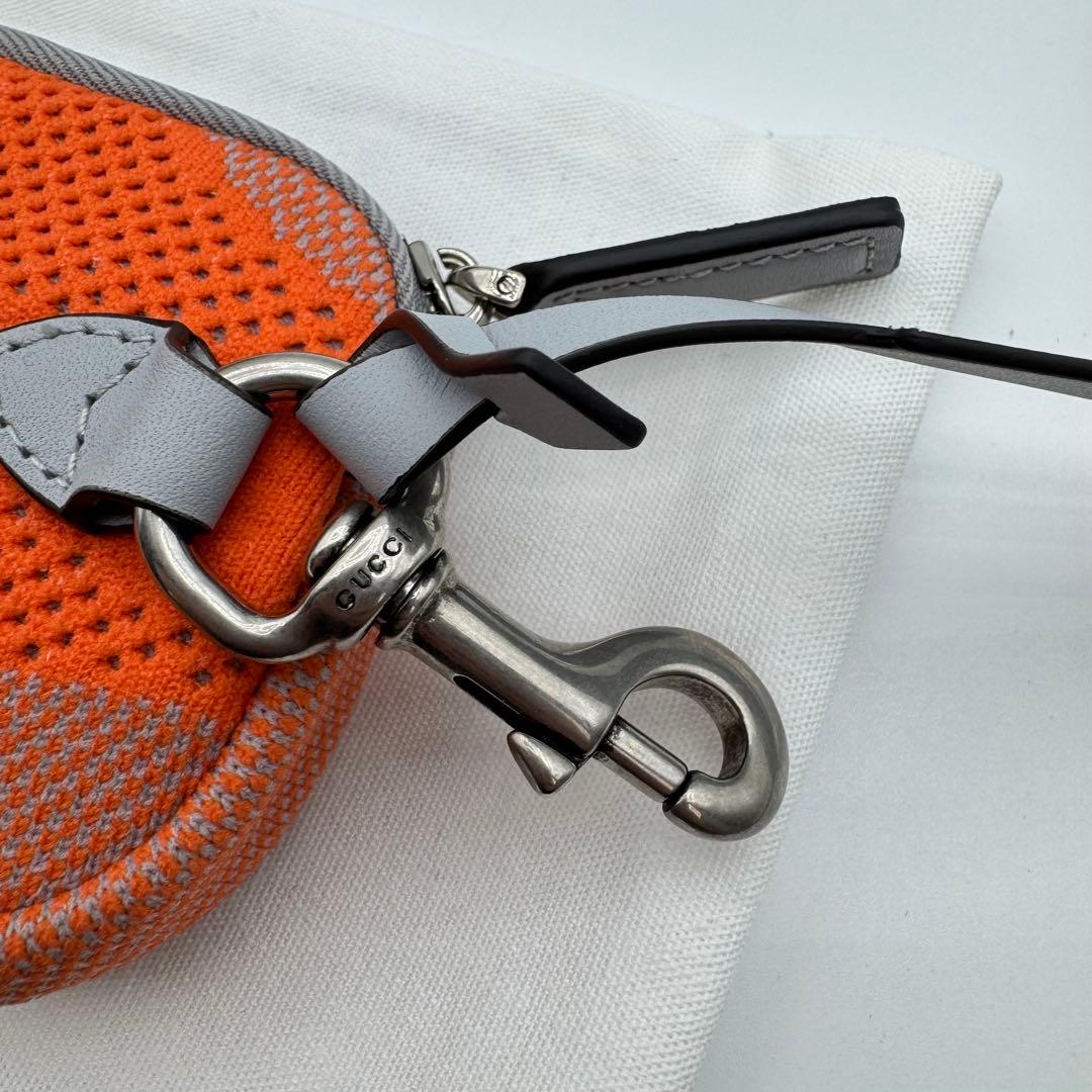 【箱付き】GUCCI メガネケース　テクニカルニット　オレンジ　グレー　ロゴ