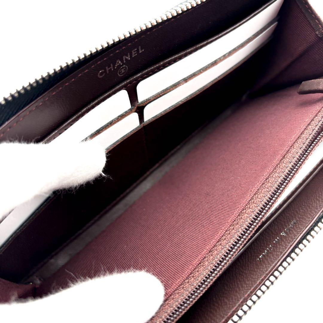 【美品✨】シャネル 長財布 シェブロン Vステッチ ラウンドジップ