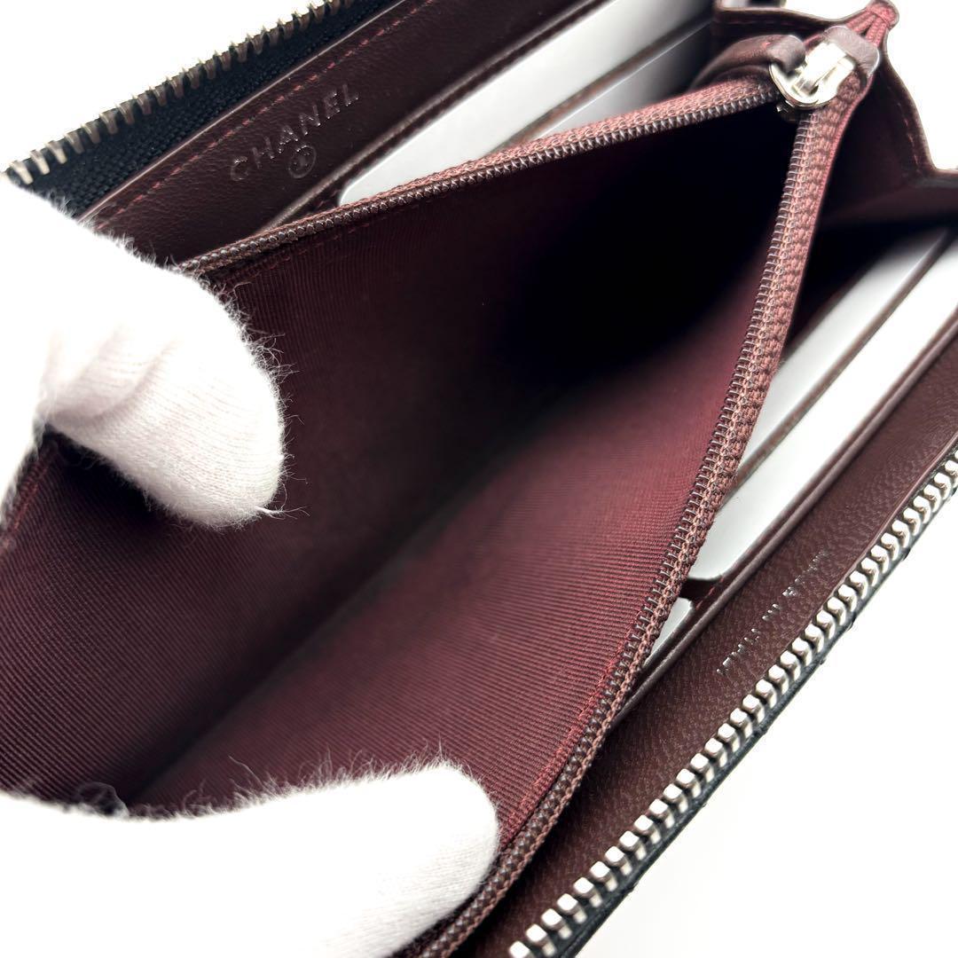 【美品✨】シャネル 長財布 シェブロン Vステッチ ラウンドジップ