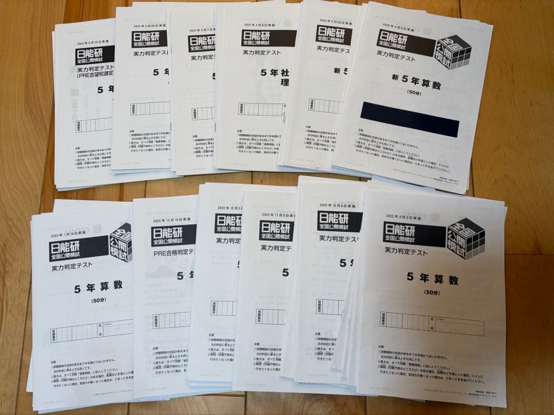 日能研　小5 2022年通年　実力判定テスト
