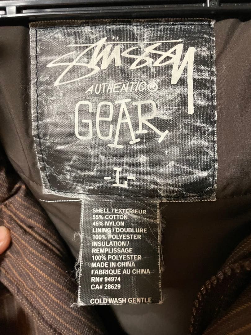 Stussy ダウンジャケット Lサイズ ブラウンストライプ