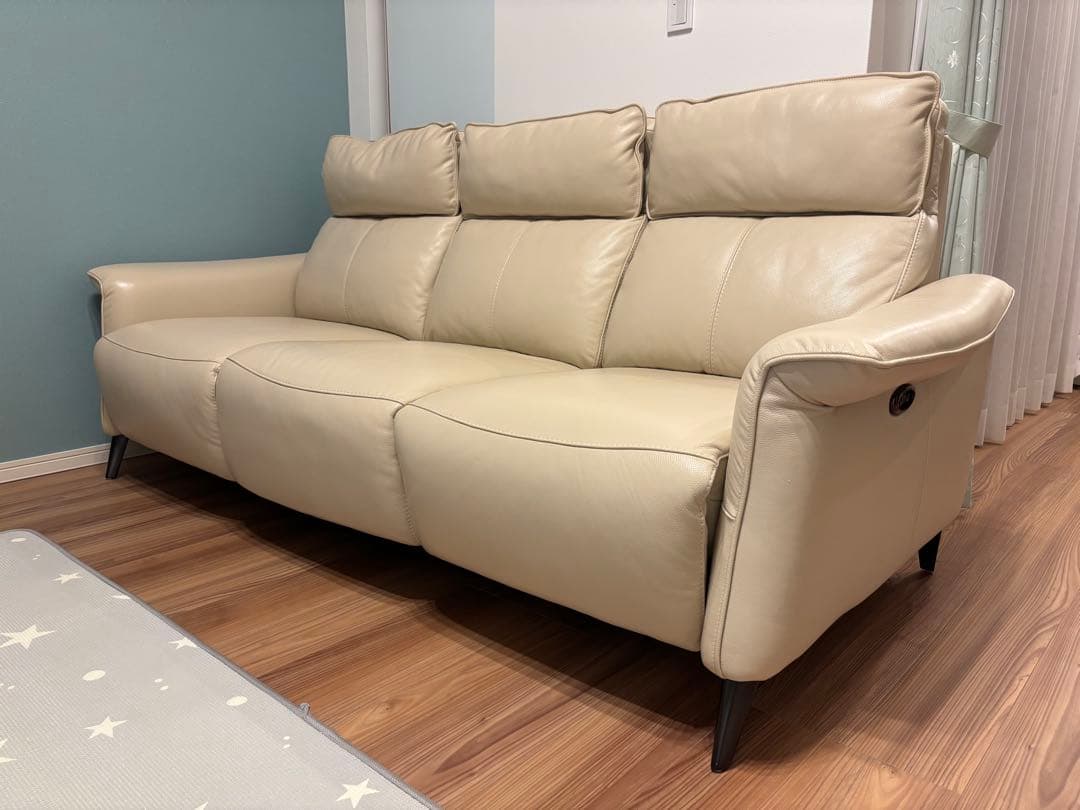 【Takawang】電動リクライニングソファ ベージュ 3人掛け