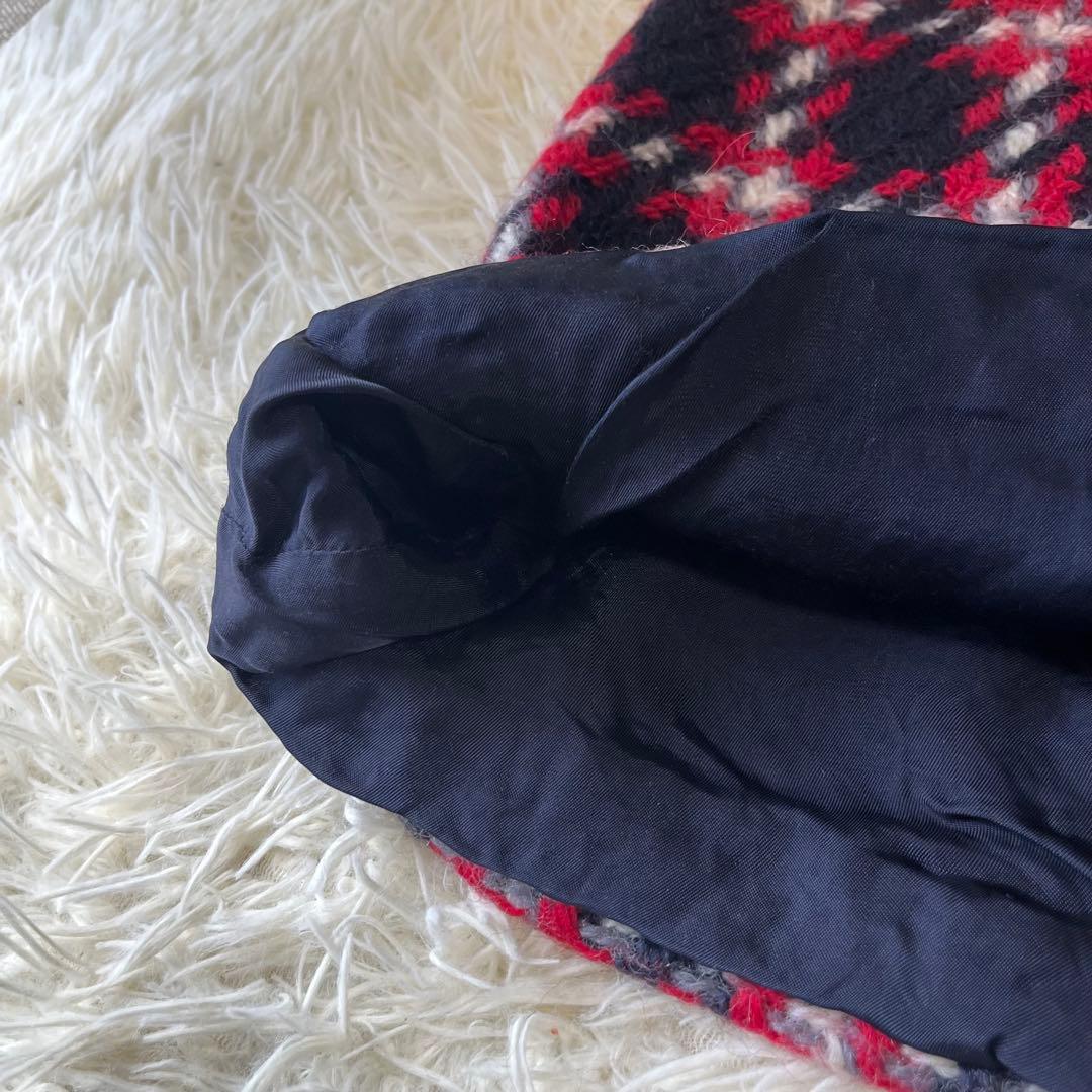 miumiu ミュウミュウ　チェック　ツイード　ニット　ミニ　スカート　36